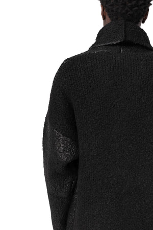 Reversible coated bouclé knit coat, Black