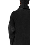 Reversible coated bouclé knit coat, Black