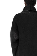 Reversible coated bouclé knit coat, Black