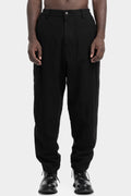 Curved pleated worsted wool pants