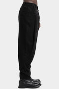 Curved pleated worsted wool pants