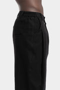 Curved pleated worsted wool pants