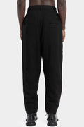 Curved pleated worsted wool pants
