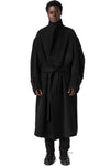 Long wool-blend overcoat, Black