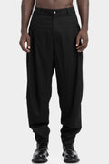 Curved pleated wool blend pants
