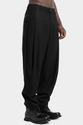 Curved pleated wool blend pants