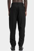 Curved pleated wool blend pants