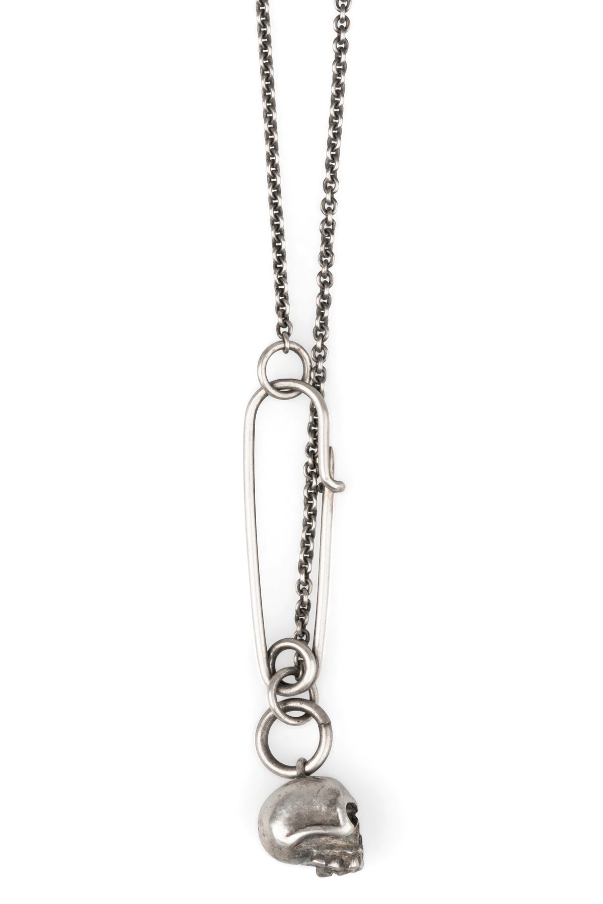 Werkstatt München | Skull safety pin chain necklace - M3982