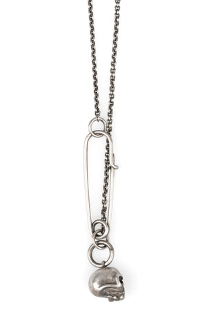 Werkstatt München | Skull safety pin chain necklace - M3982