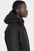 Reversible padded leather parkas