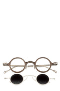 Round titanium clip-on sunglasses, Bronze