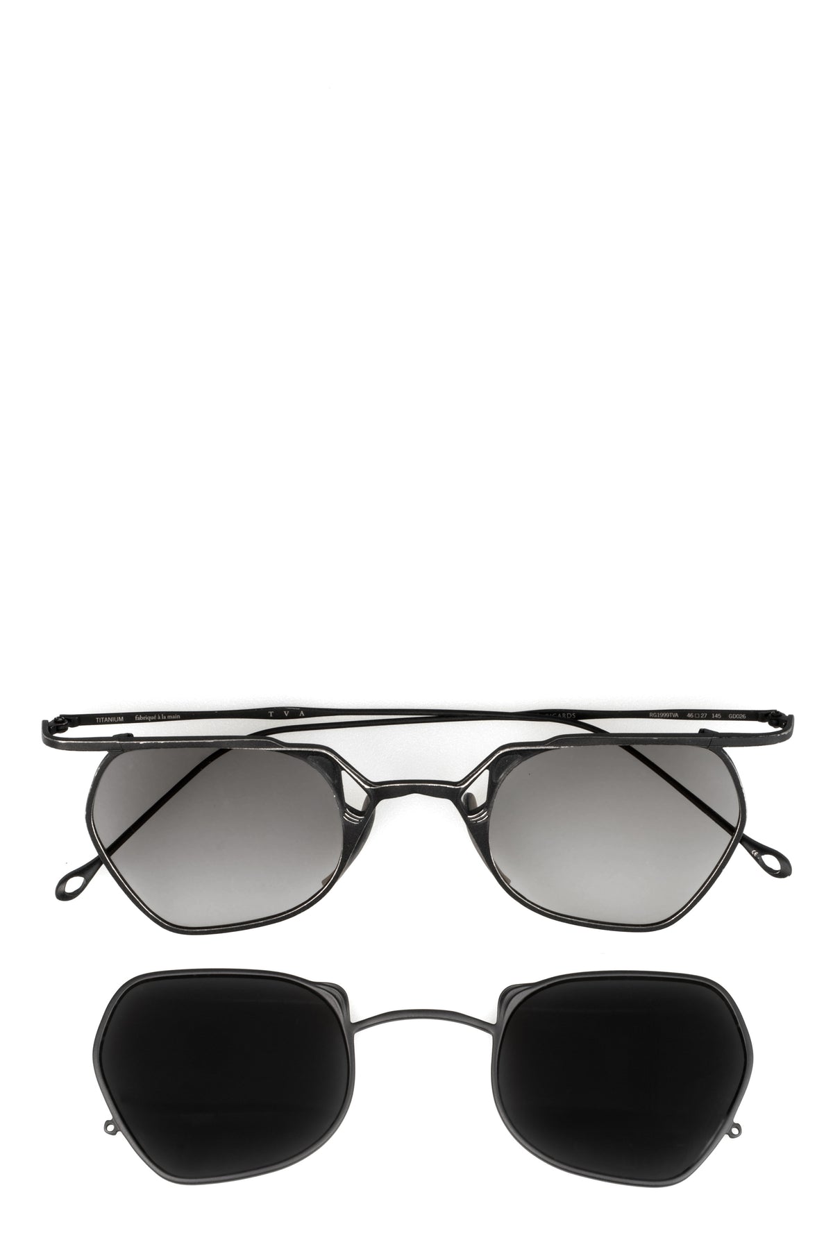 Rigards | Permanent - Hexagonal titanium clip-on sunglasses, Black RG1999TVA