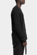 Staple spine detail cotton raglan long sleeve t-shirt, Black
