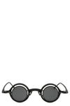 Round titanium clip-on sunglasses, Black