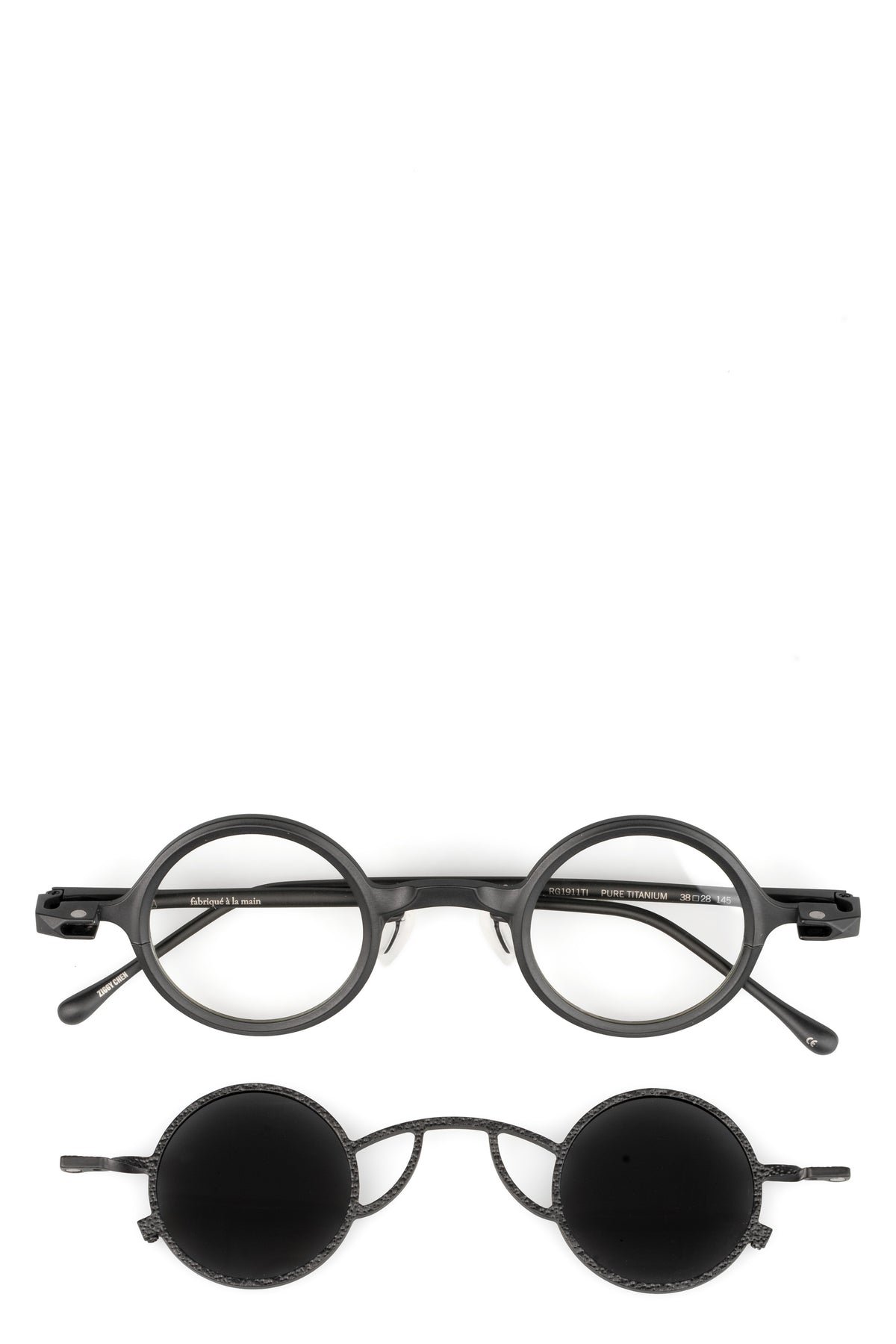 Rigards | Permanent - Round titanium clip-on sunglasses, Black RG1911TI