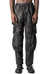 Coated cotton stretch cargo trousers, Black
