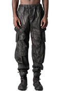 Coated cotton stretch cargo trousers, Black