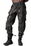 Coated cotton stretch cargo trousers, Black