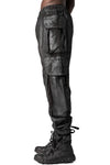 Coated cotton stretch cargo trousers, Black