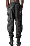 Coated cotton stretch cargo trousers, Black