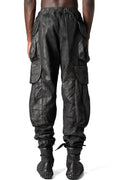 Coated cotton stretch cargo trousers, Black