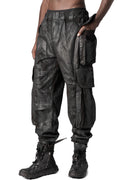 Coated cotton stretch cargo trousers, Black