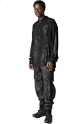 Rubberized viscose-wool shirt, Black