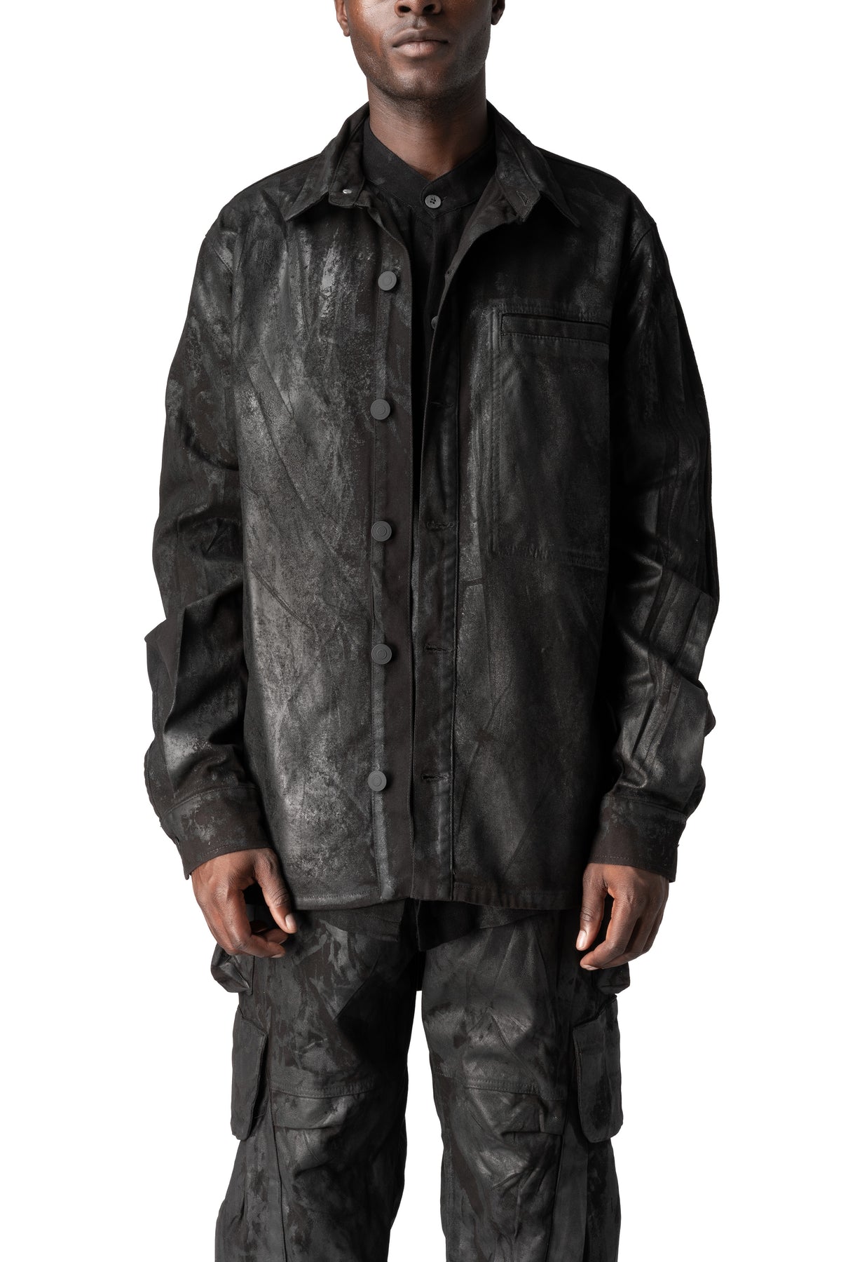 La Haine Inside Us | AW26 - Oversized rubberized denim jacket, Black M1310
