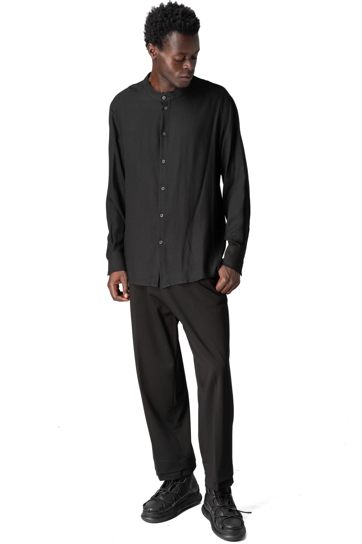 La Haine Inside Us | AW26 - Regular gauze wool-viscose shirt, Black M1308