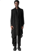 Asymmetric wool-blend bouclé gilet, Black