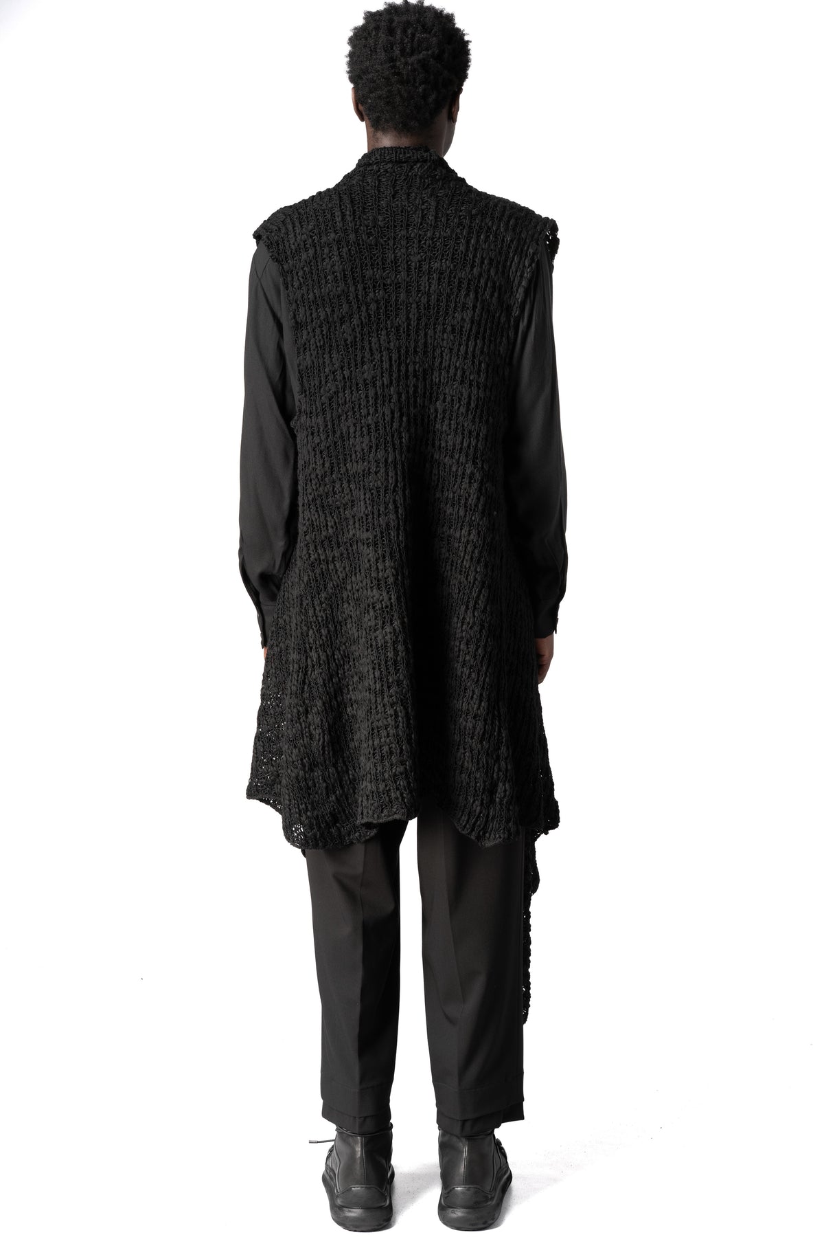 La Haine Inside Us | AW26 - Asymmetric wool-blend bouclé gilet, Black W5521