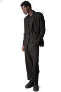Fluid wool-blend blazer, Black