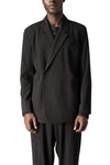 Fluid wool-blend blazer, Black