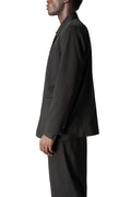 Fluid wool-blend blazer, Black