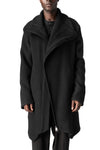 Wool-blend high collar coat, Black