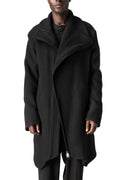 Wool-blend high collar coat, Black