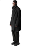 Wool-blend high collar coat, Black