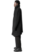 Wool-blend high collar coat, Black