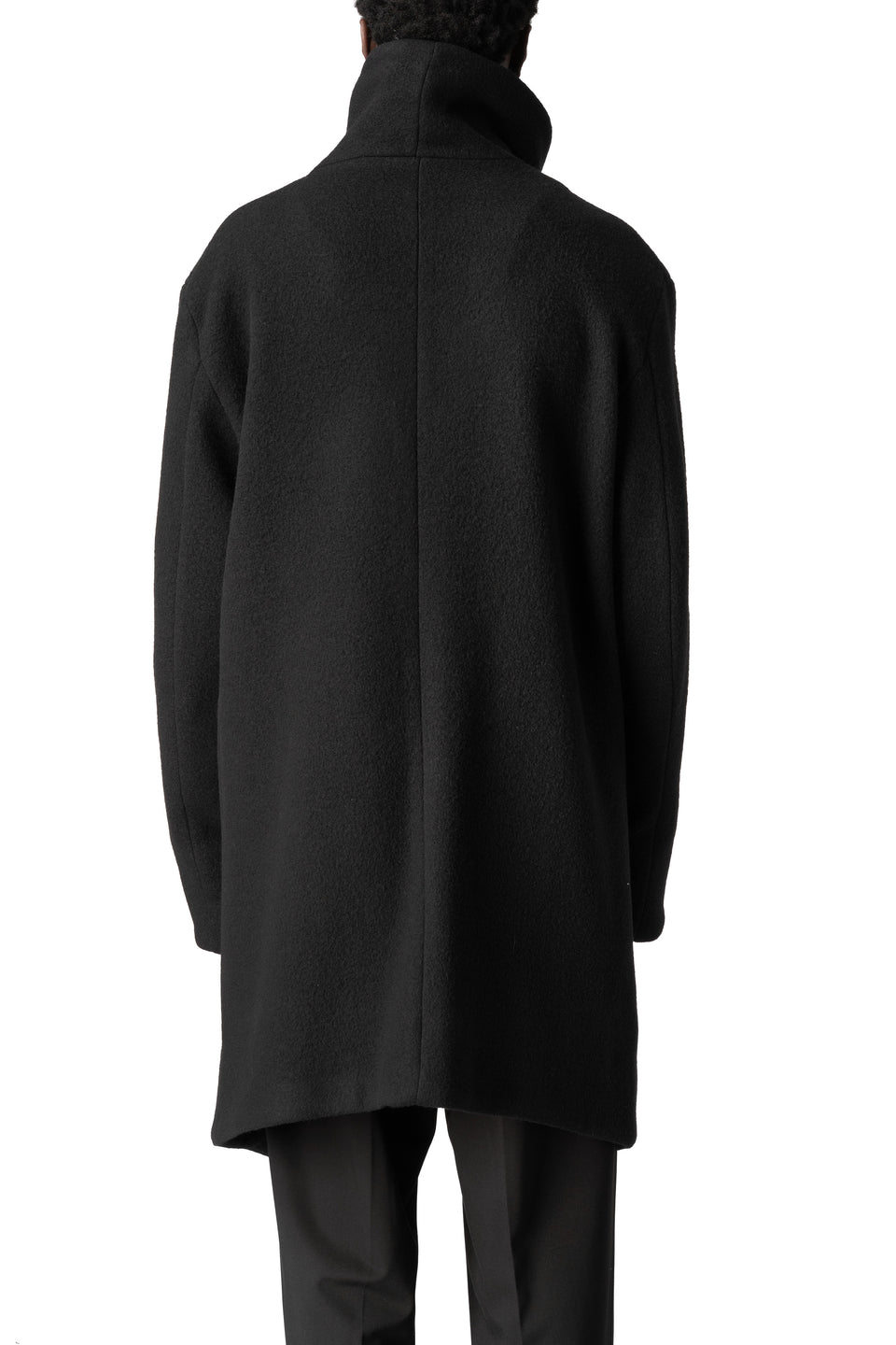 Wool-blend high collar coat, Black