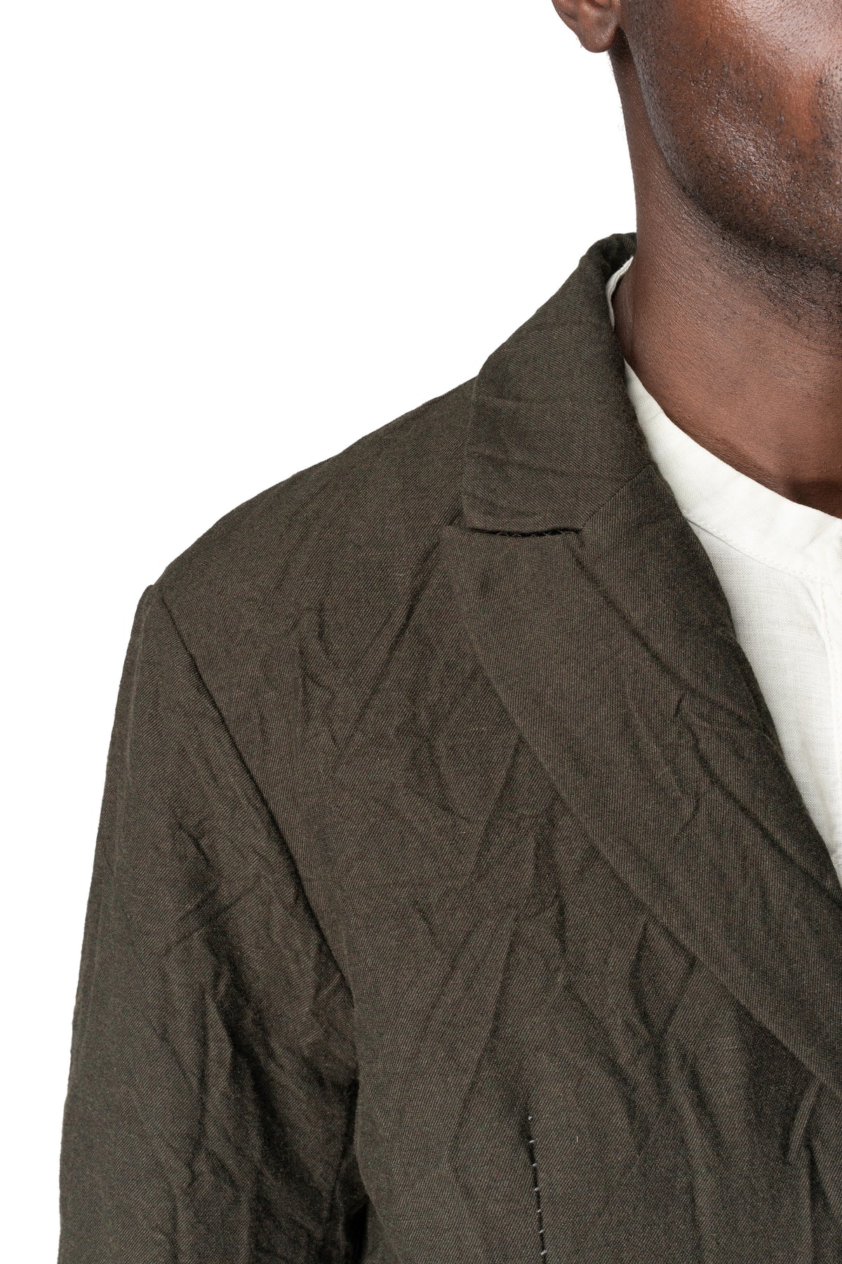Masnada | AW26 - Crushed wool and linen 3 button jacket, Mocha M3735
