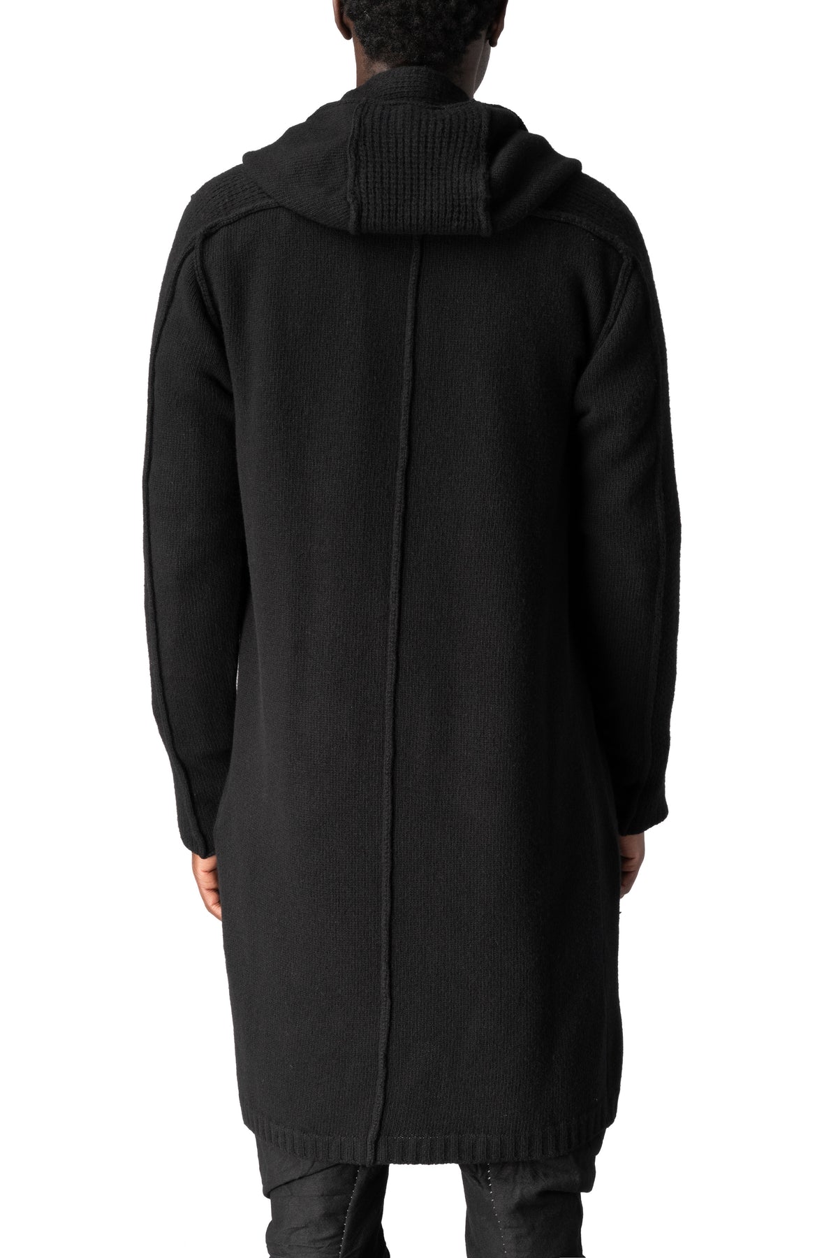 Masnada | AW26 - Hooded lambswool knit sweater, Black M37A03