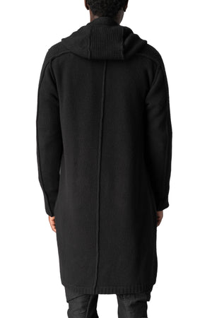 Masnada | AW26 - Hooded lambswool knit sweater, Black M37A03