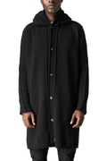 Hooded wool knit cardigan, Black