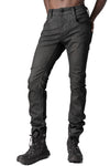 Coated stretch denim trousers