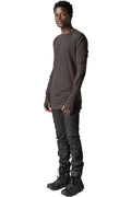 Cotton long sleeve tee, Cold brown