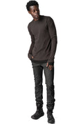 Distressed double layer long sleeve tee, Cold brown
