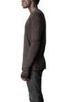 Distressed double layer long sleeve tee, Cold brown