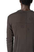 Distressed double layer long sleeve tee, Cold brown