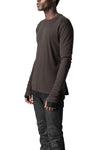 Distressed double layer long sleeve tee, Cold brown