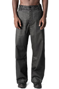 Wide Coated stretch denim trousers